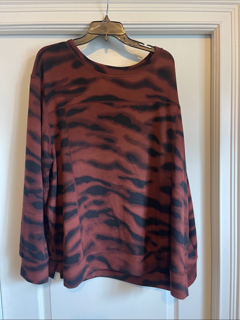 Westbound lightweight Rust and Black Tiger-Stripe Pullover Sweatshirt